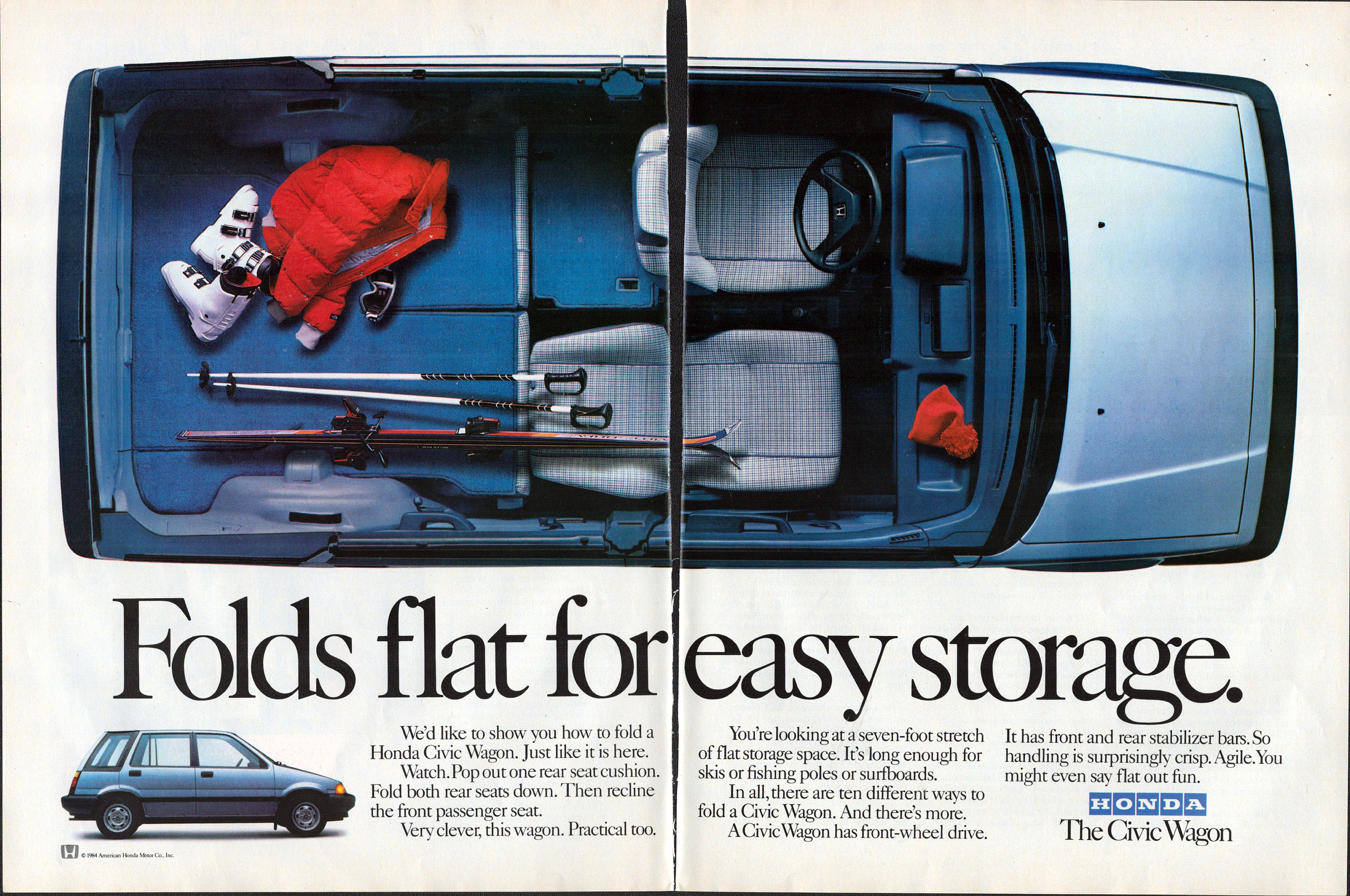 1985 Honda Civic Station Wagon Practical Original 2 Page Magazine