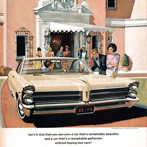 1965 Pontiac Bonneville Sports Coupe-376 HP Car-Original 13.5 * 10.5 Magazine Ad