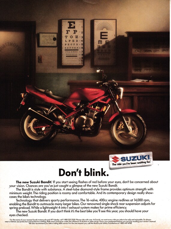 1991 Suzuki Bandit Do Not Blink 16v 400cc Motorcycle Original Etsy