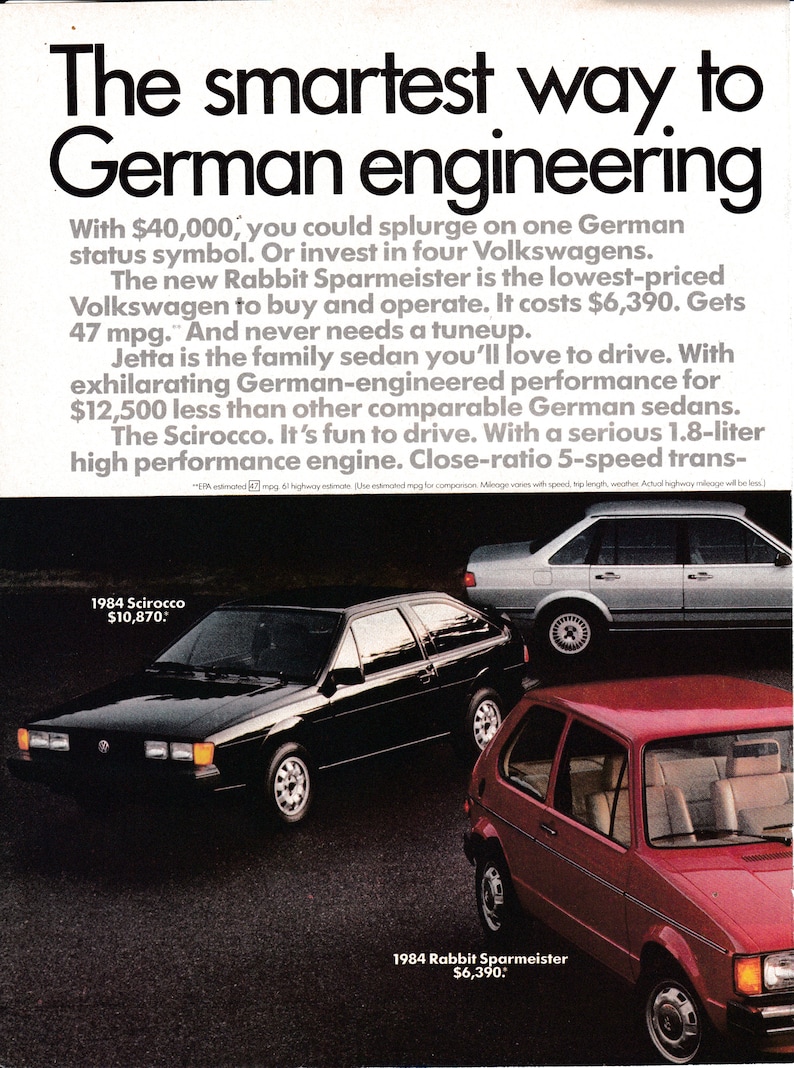 1984 VW Beetle Scirocco Jetta Rabbit Sparmeister Quantum - Etsy