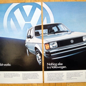 1982 VW Rabbit Diesel Volkswagen 45 + 58 MPG Original 2 Page Magazine ...