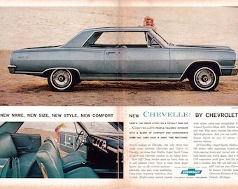 1964 Chevrolet Chevelle Introduction-New Name-Original 2 Page  13.5 * 10.5 Magazine Ad