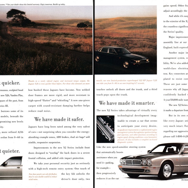 1995 Jaguar XJ Series Quicker Safer Quieter Smarter Original 2 Page Magazine Ad