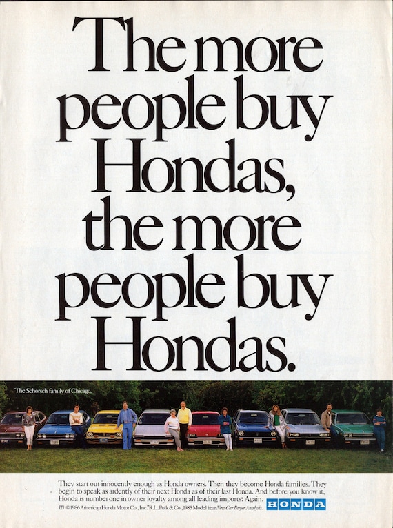 1986 Honda Family From Chicago Original Magazine Ad - Etsy