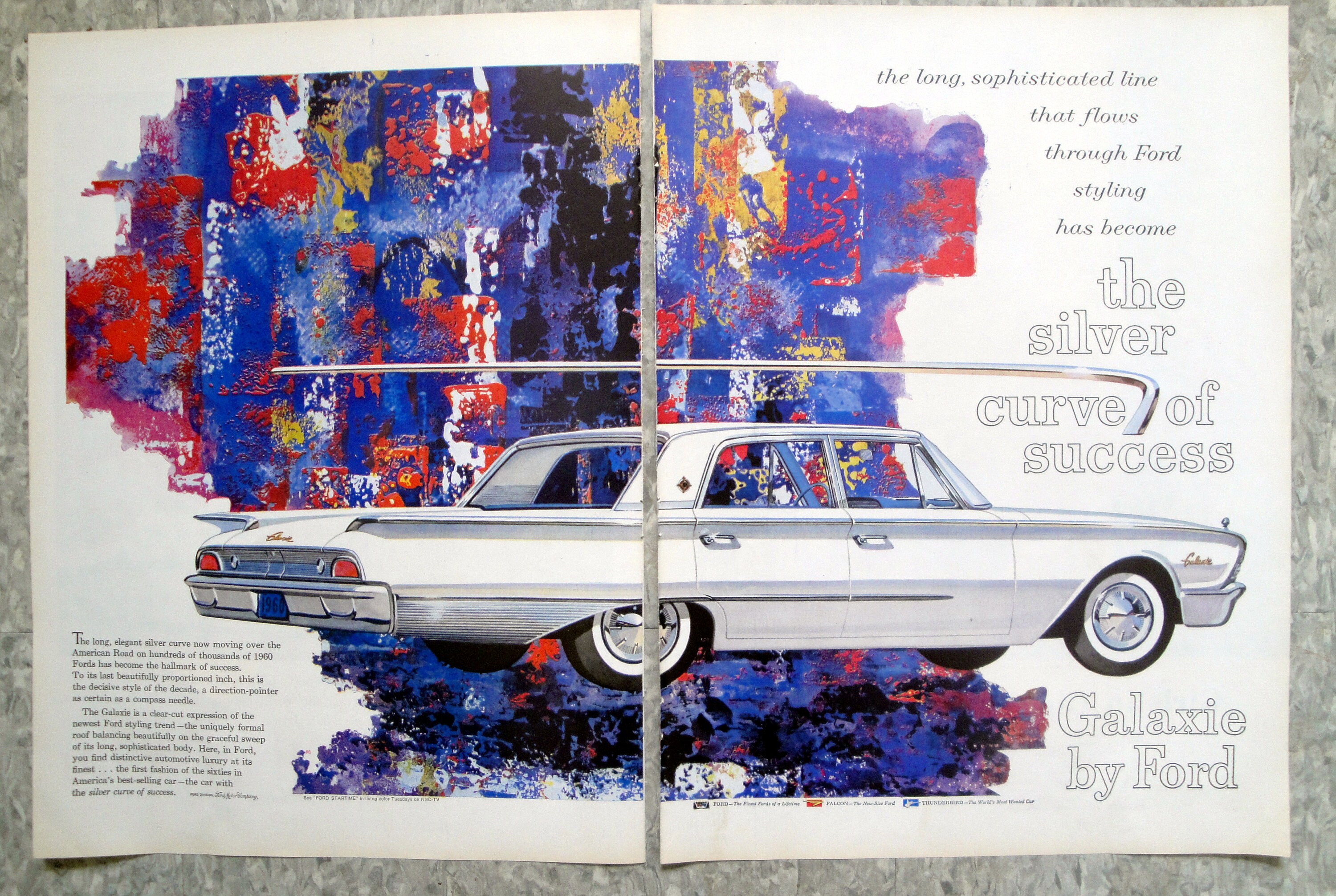 1960 Ford Galaxie White Original 2 Page 13.5 * 10.5 Magazine Ad