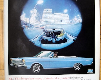 1965 Ford Galaxie 500 XL Convertible 427 cu in -Original 13.5 * 10.5 Magazine Ad