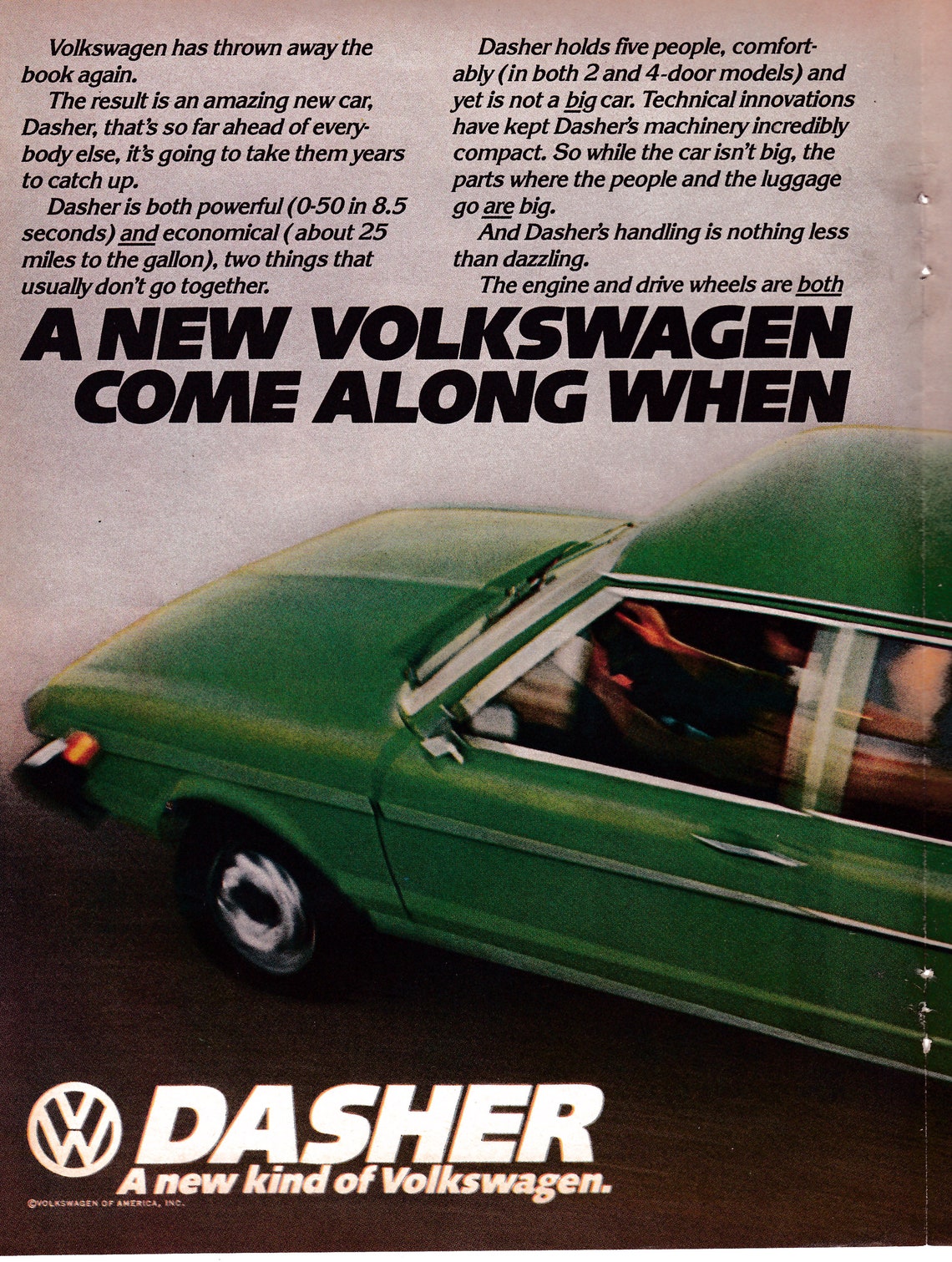 1974 VW Dasher Volkswagen-introducing a New Vehicle-original 2 | Etsy