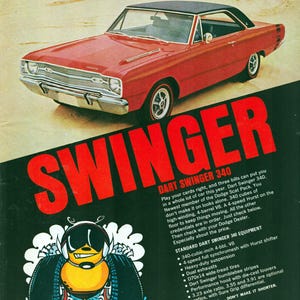 1968 Dodge Dart Swinger 340 Red-Scat Pack-Bumblebee Stripes-Original Magazine Ad