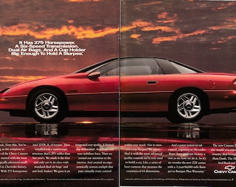 1993 Chevrolet Camaro Z28 275HP V-8 6 Speed-Red-Original 2 Page Magazine Ad