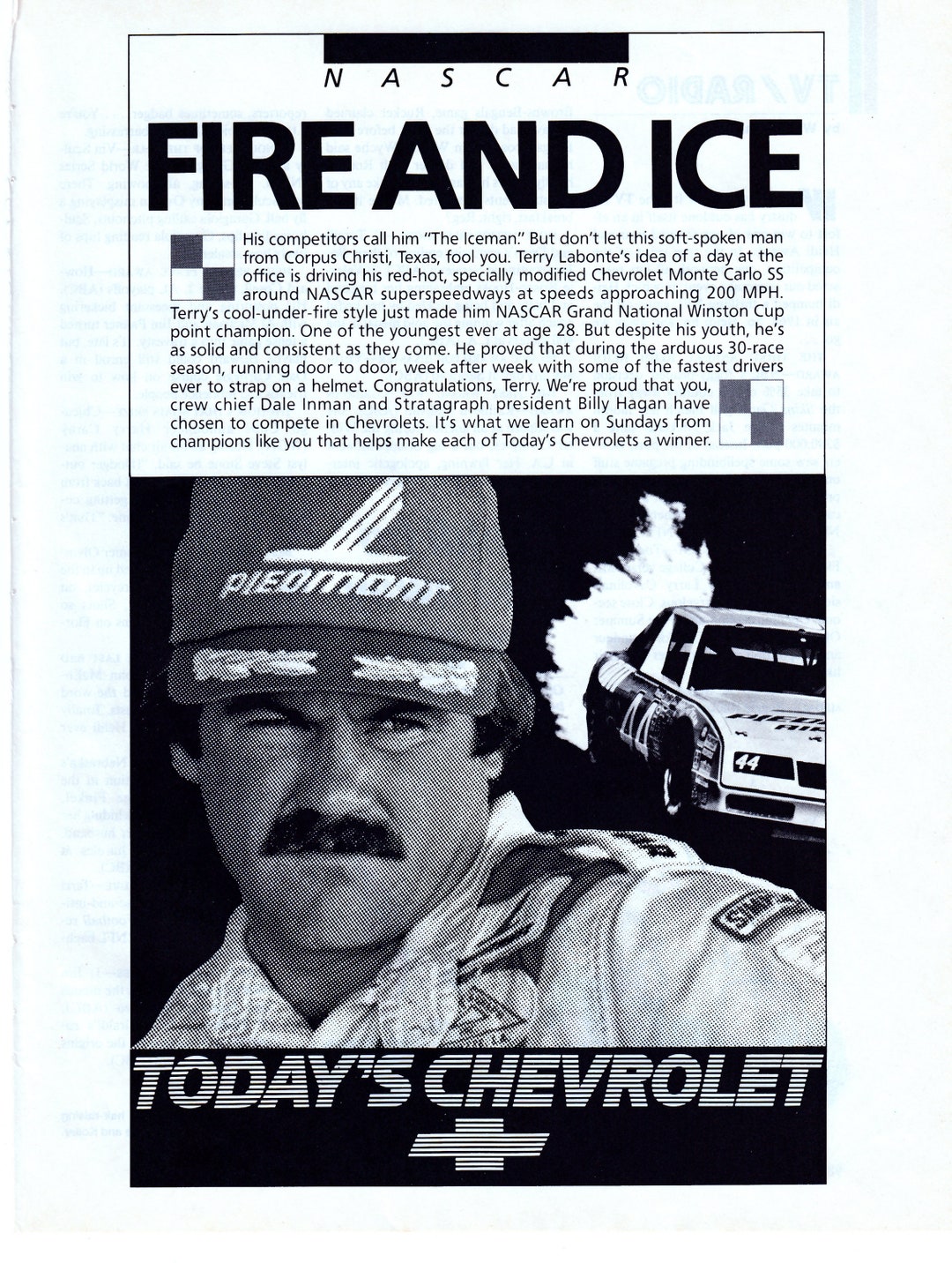 1984 Chevrolet Terry Lebonte NASCAR Fire Icedale Etsy