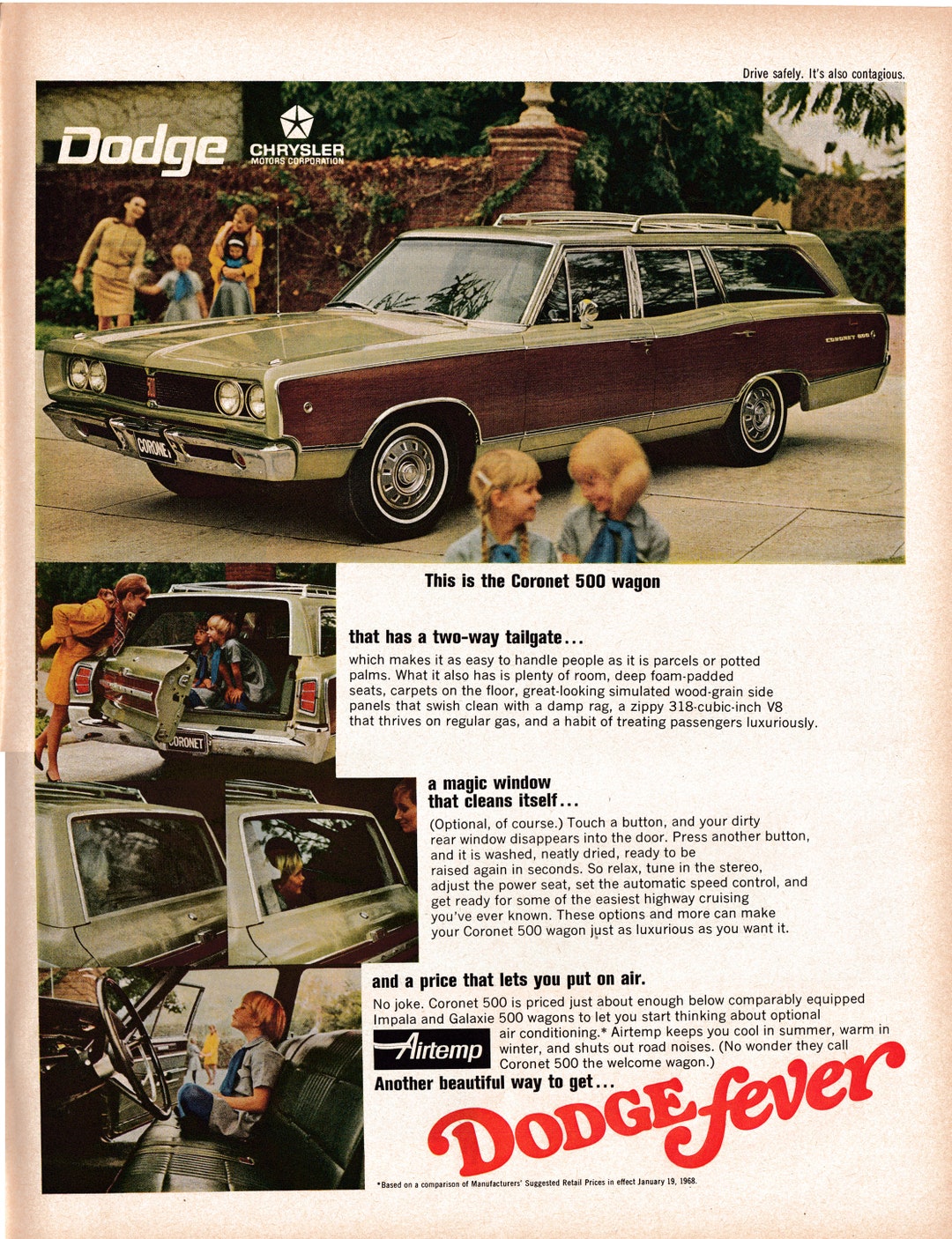 1968 Dodge Coronet 500 Station Wagon 318 Cu V8 Original Magazine Ad - Etsy