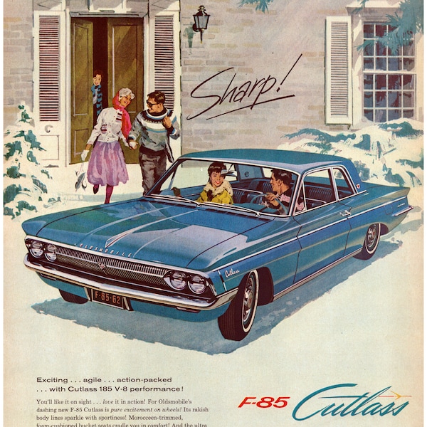 1961 Oldsmobile Cutlass F-85 Blue Original 13.5 * 10.5 Magazine Ad