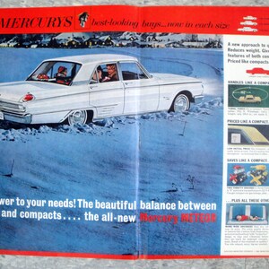 1962 Mercury Meteor White 4 Door Original 2 Page 13.5 * 10.5 Magazine Ad