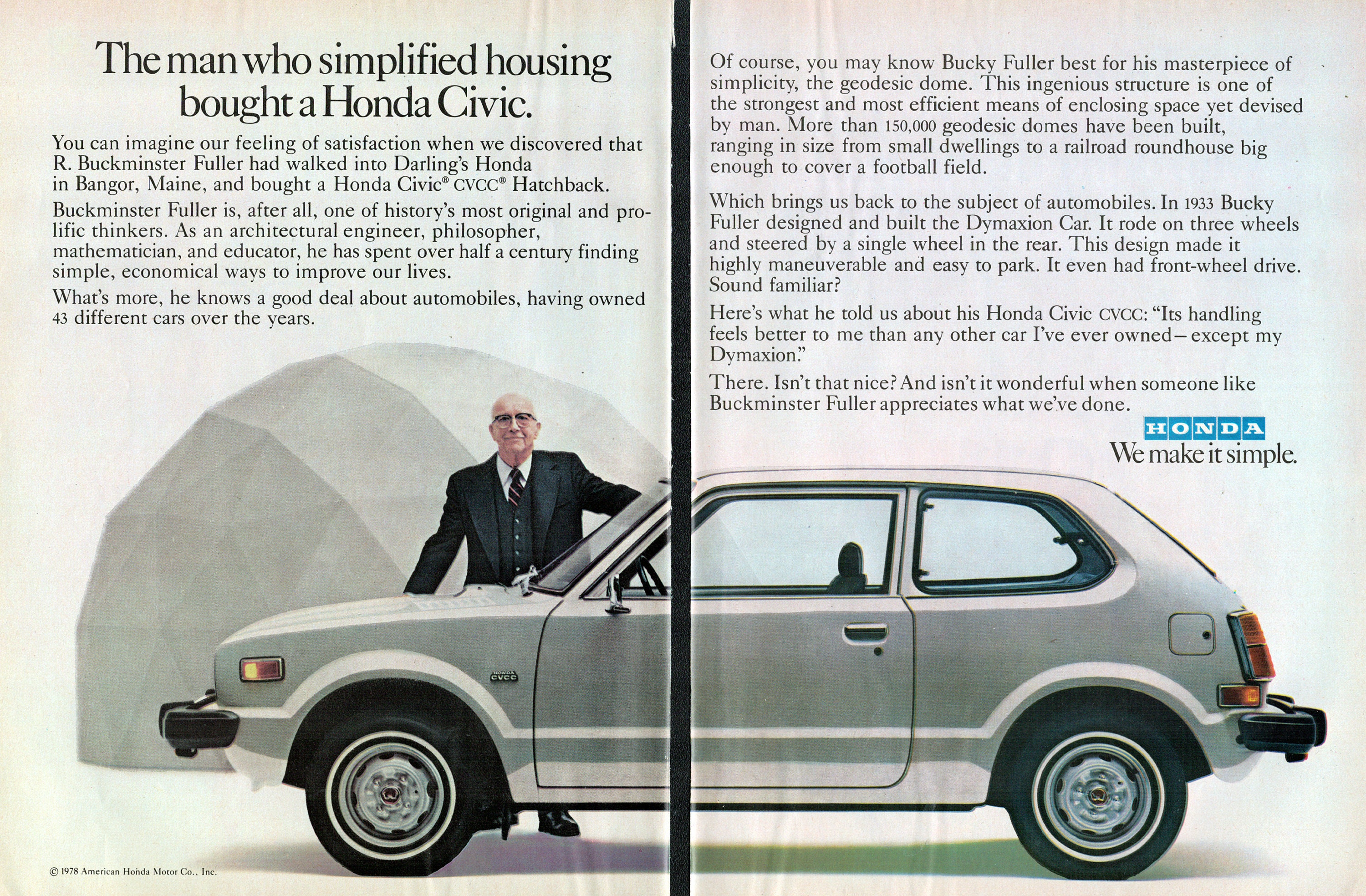 1978 Honda Civic Hatchback Simplified Original 2 Page
