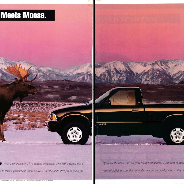 1994 Chevrolet S-Series ZR2 Pickup Truck Pit Bull Meets Mouse Original 2 Page Magazine Ad