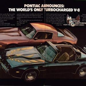 1980 Pontiac Trans-Am + Formula Firebird-Turbo V-8 -Original 2 Page Magazine Ad