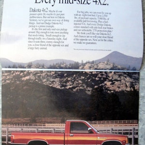 1989: Dodge Dakota Pick Up Truck Line-6 Page 7 Sided Original Magazine Ad
