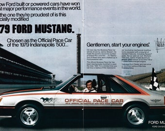 1979 Ford Mustang 63rd Indy Pace Car Jackie Stewart Original 2 Page Magazine Ad