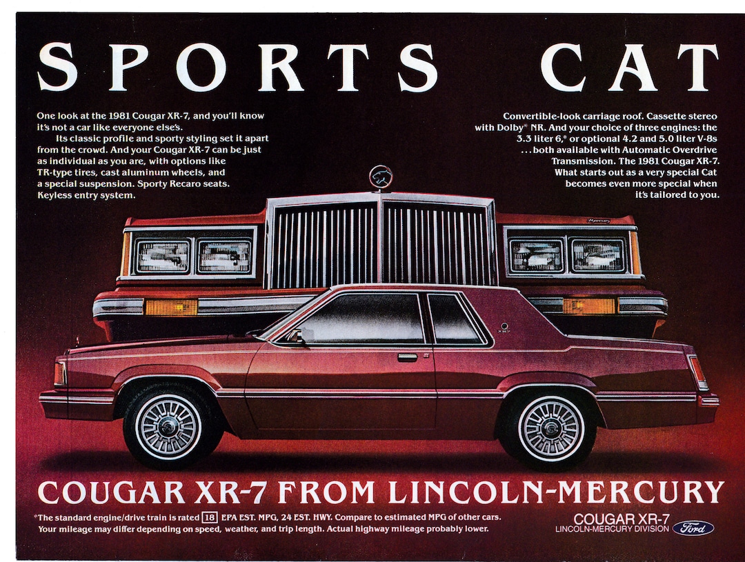1981 Mercury Cougar Xr 7 Sports Cat Ford 5 Liter V 8 Original Etsy