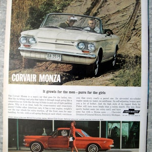 1963 Chevrolet Corvair Monza Convertible White Club Coupe Red Original 13.5 * 10.5 Magazine Ad