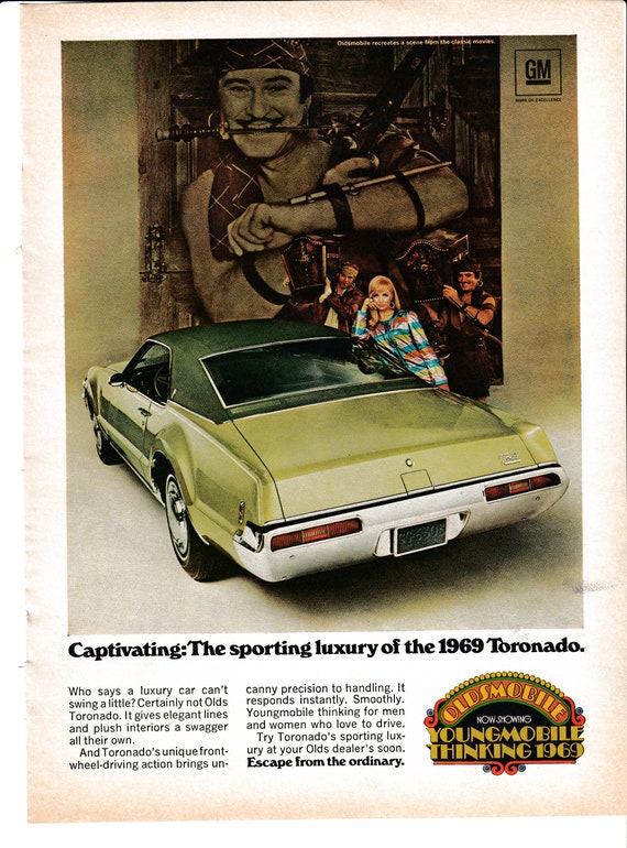 1969 Oldsmobile Toronado GOLD Original Print Ad-8.5 x 11/"