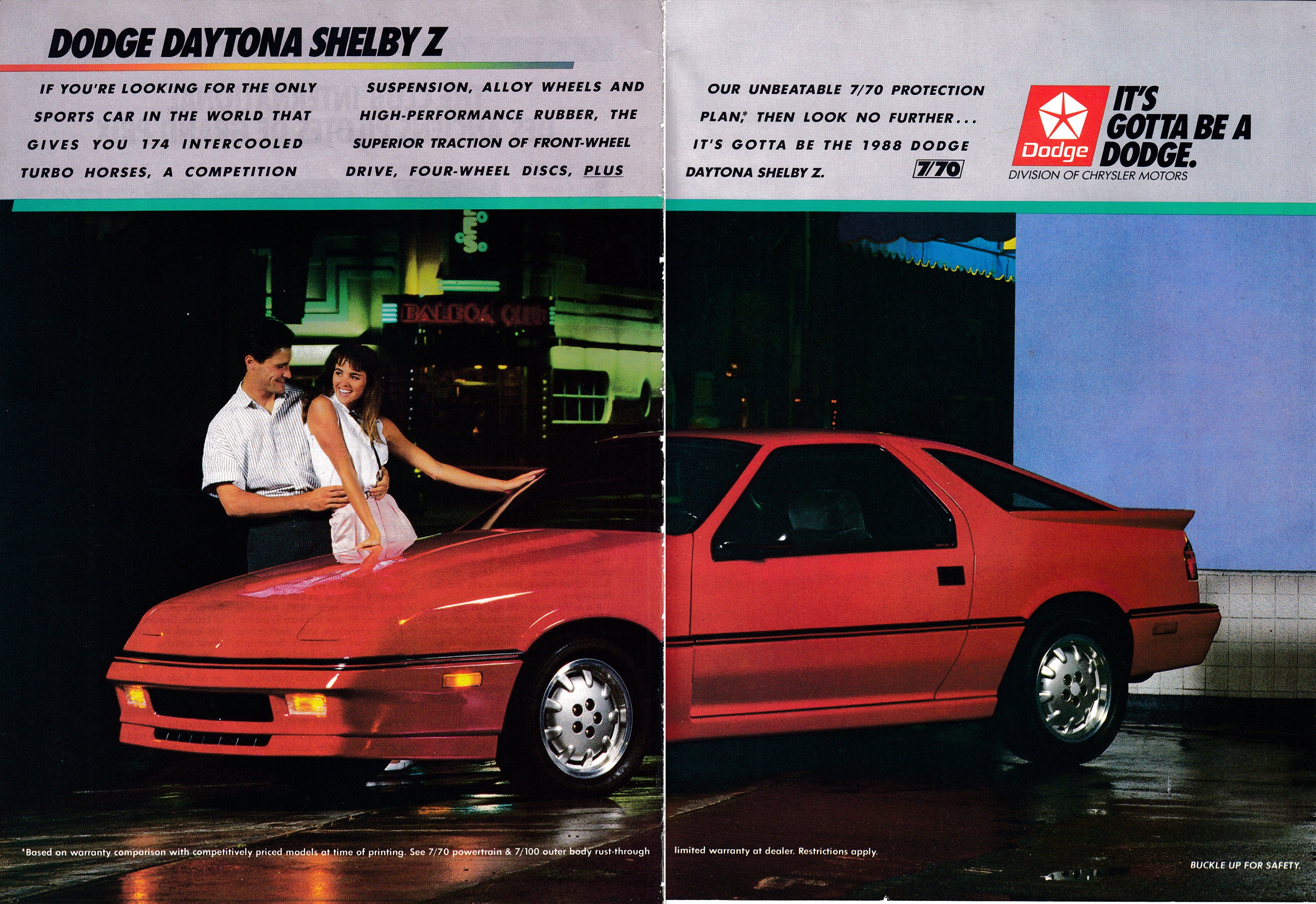 1988 Dodge Daytona Shelby Z Red Original 2 Page Magazine Ad - Etsy