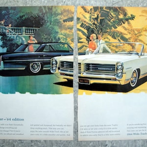 1964 Pontiac Bonneville Rag Top + Catalina-Original 2 pages 13,5 * 10,5 publicité dans le magazine