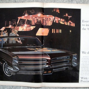 1966 Pontiac Bonneville 4 Door-Yacht-Original 2 Page 13.5 * 10.5 Magazine Ad