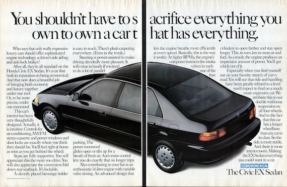 1992 Honda Civic EX Sedan Has Everything Original 2 Page Magazine
