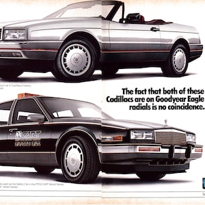 1987 Cadillac Selville Cart Safety Car + Allante Original 2 Page Magazine Tire Ad