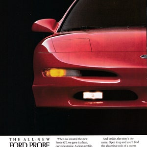 1993 Ford Probe GT-Interior Car Of The Year-Original 2 Page Magazine Ad image 2