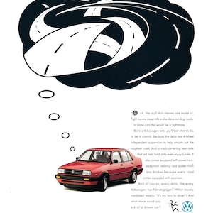 1991 VW Jetta Volkswagen Stuff Dreams Are Made Of Original Magazine Ad