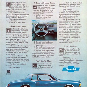 1978 シボレー モンテカルロ - ドライバーズ スイート - オリジナル雑誌広告