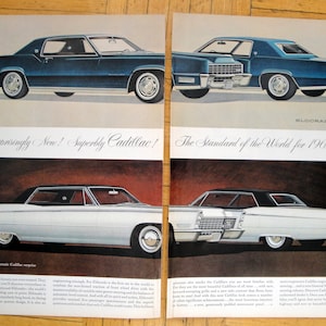 1967 Cadillac Eldorado + Sedan de Ville Original 2 Page 13.5 * 10.5 Magazine Ad