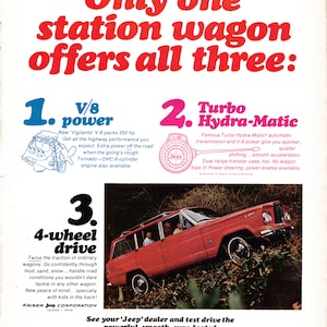 1965 Jeep Wagoneer Station Wagon-V-8-4 Wheel Drive-Original 13.5  * 10.5 Magazine Ad