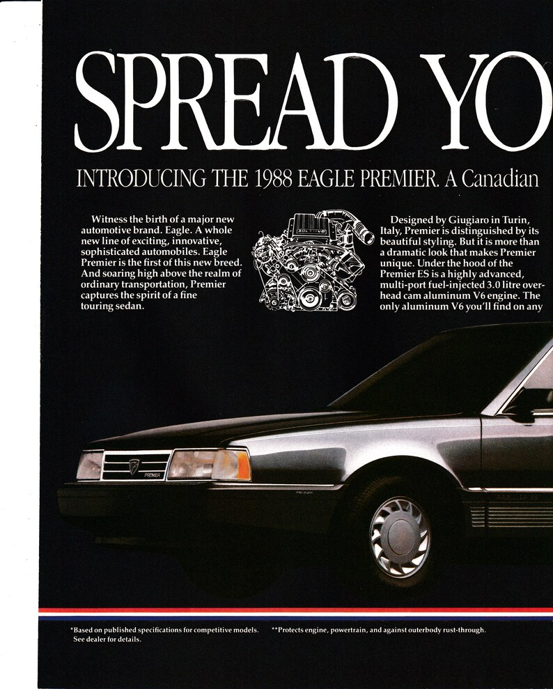 1988 Jeep Eagle Premier ES3.9 Liter Overhead Cam V6Original Etsy