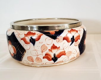 Henry Rogers & Sons Sheffield England Gaudy Welsh Imari Salad Bowl con bordo EPNS