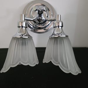Lampada doppia Art Déco in cromo lucido