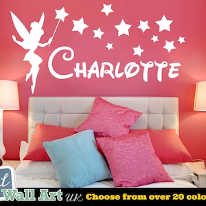 PERSONALISED Girls Name + Fairy Vinyl Wall Art Sticker Decal 24 Colours ...