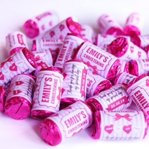 Personalised Mini Love Hearts Sweets for Baby Baptism Christening - Girl - Party Favours - Keepsake