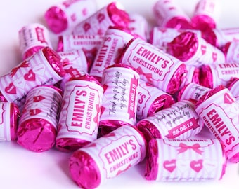 Personalised Mini Love Hearts Sweets for Baby Baptism Christening - Girl - Party Favours - Keepsake