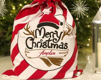 Personalised Christmas Sack Customised with any Name - Luxury Quality