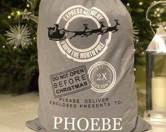 Personalised Christmas Sack Customised with any Name - Luxury Quality