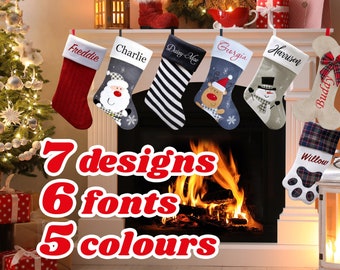 Personalised Christmas Stocking: Custom Name, Santa, Snowman, Reindeer, Pet