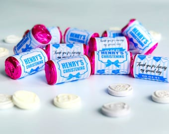 Personalised Mini Love Hearts Sweets for Baby Baptism Christening - Boy - Party Favours - Keepsake