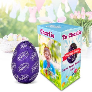 Personalised Chocolate Easter Egg - with Your Own Photo and Message on the box! Cadbury - Smarties - Nestlé