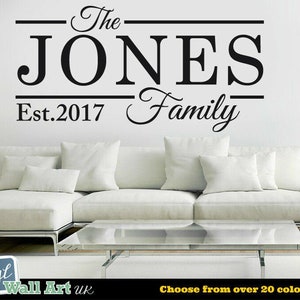 FAMILY NAME Est. Vinyl Wall Art Sticker Decal Kitchen Bedroom Lounge