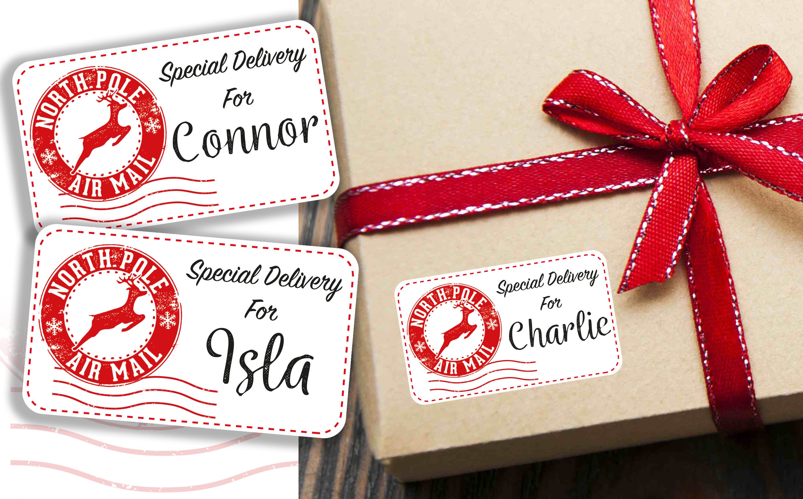 Personalised Special Delivery From Santa Christmas Present Stickers Gift Labels