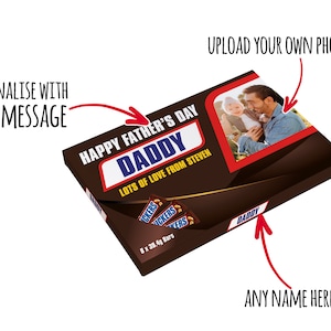 Gepersonaliseerde Snickers-cadeaudoos - Foto uploaden - Elk bericht - Elke naam - Ideaal Vaderdagcadeau - Verjaardag - Valentijnsdag - Chocoladedoos