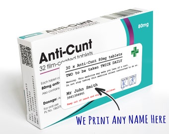 Pastillero anti-coño personalizado, broma, novedad, regalo, grosero, para él y para ella.